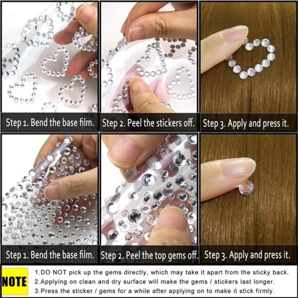 Hair Face Gems Jewels Self Adhesive Heart Numbers Letters  (5 Sheets, 463 Pcs) - Picture 6 of 6